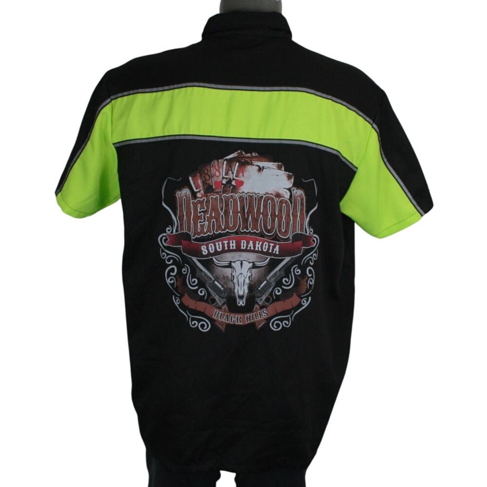 Vintage Deadwood SD Reflective Work Shirt Mens XL Biker Garage USA